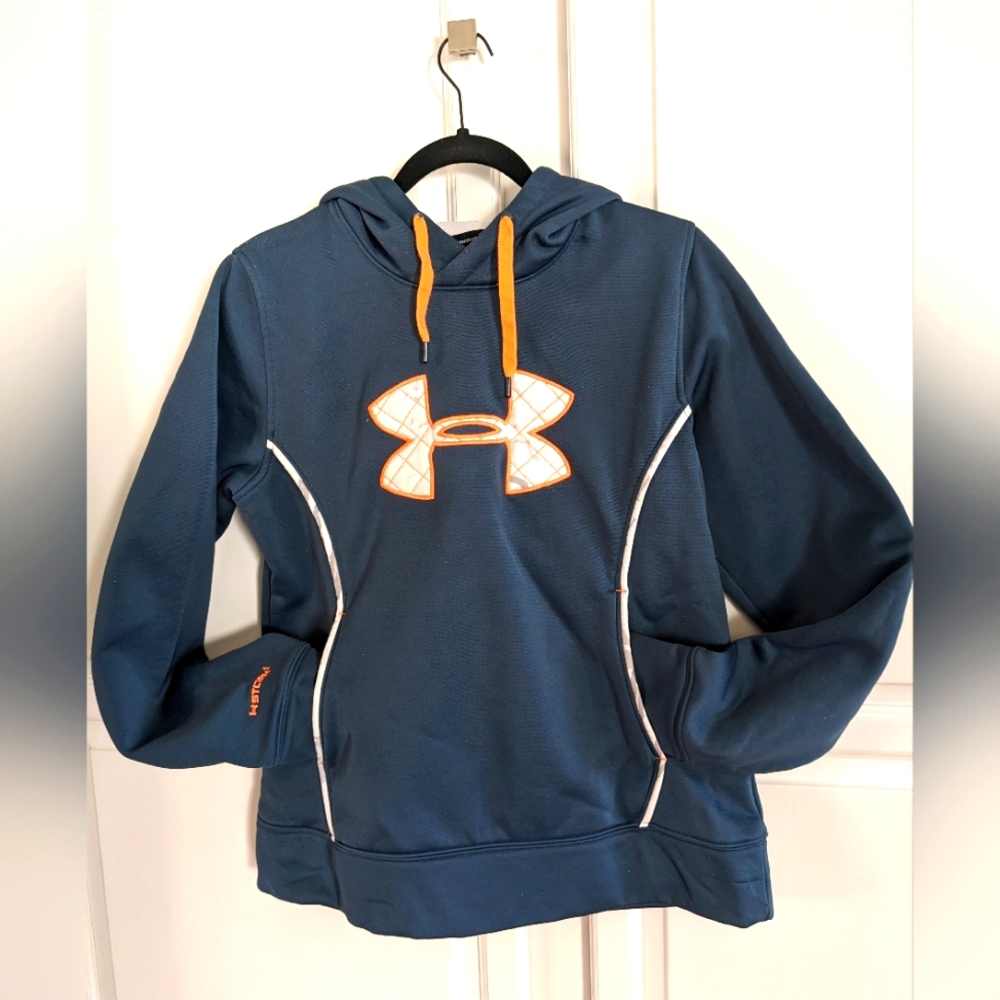 UnderArmour gray hoodie- with orange trim, woman
